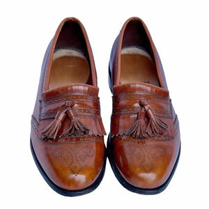 ALLEN EDMONDS Men’s Size 10.5 Brogue Leather Eyelash Tassel BRIDGETON Loafers